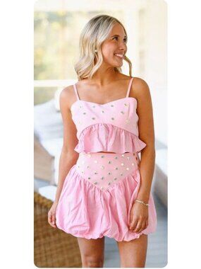 Fancy D Bubble Set NWT Black Mini Dress Skirt Set Grommet Ruffle Medium